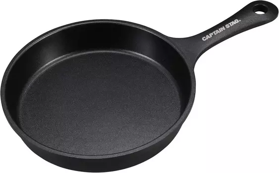 UG-3095 Кухонная утварь, сковорода, алюминий, неглубокая сковорода, 6,3 дюйма (16 см), совместима с индукционной индукцией, обработка фторсодержащей смолой, приправы не требуются CAPTAIN STAG, Black