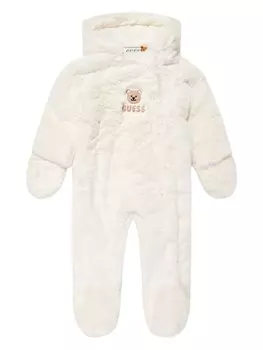 Угадайте детский логотип-аппликация искусственный мех babygrow Guess Kids, белый
