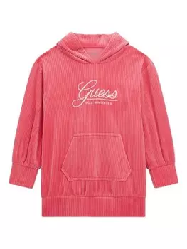 Угадайте детское платье с капюшоном и логотипом Guess Kids, розовый