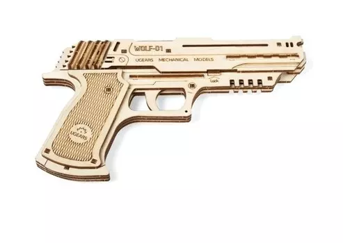 UGears, механическая складная модель, пистолет Вольф-01