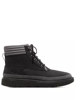 UGG ботинки на шнуровке с дутыми вставками, черный