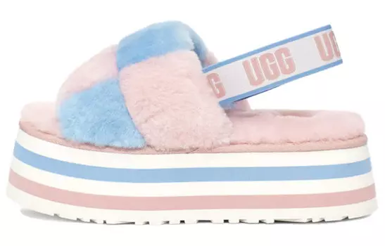 Шлепанцы женские Ugg DISCO меховые на платформе, мультиколор