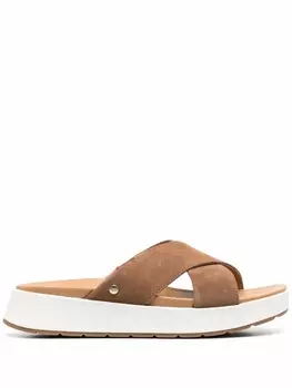 UGG шлепанцы на платформе, коричневый