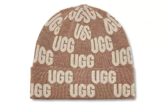 UGG Женская шапка бини из акрила, шерсти и полиамида, цвета хаки