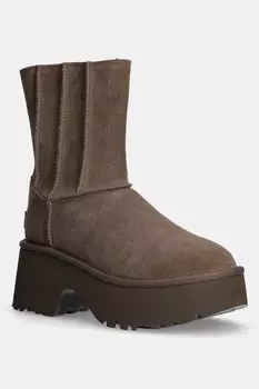 Угги замшевые Classic Twin Seam New Heights Ugg, коричневый