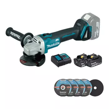 Угловая шлифовальная машина Makita DGA404 + два аккумулятора 18V/3.0Ah