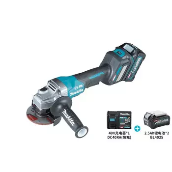 Угловая шлифовальная машина Makita GA027GD201 + два аккумулятора 40V/2.5Ah