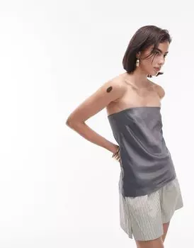 Угольное длинное атласное бандо Topshop