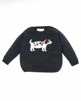 Угольный свитер для мальчика с рисунком собаки Fina Ejerique, темно-серый