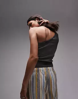 Угольный топ на одно плечо Topshop с кислотной стиркой