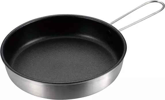 UH-4111 Сковорода для барбекю, обработка фторсодержащей смолой, алюминий, складная ручка, мини-сковорода, 6,3 дюйма (16 см) CAPTAIN STAG, White / Black / Red