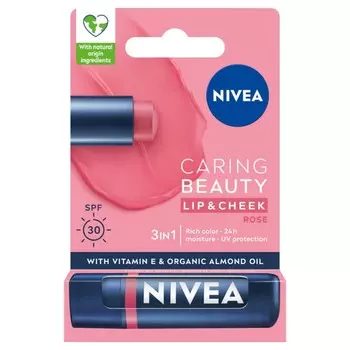 Ухаживающая губная помада Nivea Caring Beauty 3в1 Роза 4,8г