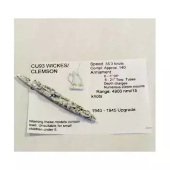 Уикс/Клемсон - версия 1941 года, Figurehead Ships - WWII Coastal Forces - United States (1:1250) (Noble Miniatures)