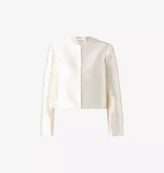 Укороченная атласная блузка Ruthie с круглым вырезом и длинными рукавами Malina, белый