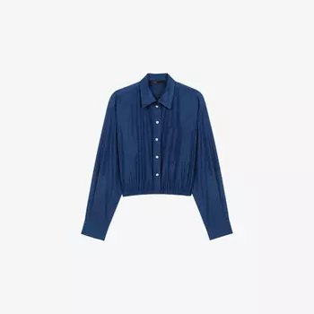 Укороченная атласная рубашка свободного кроя с длинными рукавами Maje, синий