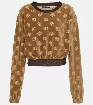Укороченная бархатная толстовка dg Dolce&Gabbana, коричневый