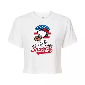 Укороченная бейсбольная футболка с рисунком Peanuts для юниоров Licensed Character, белый