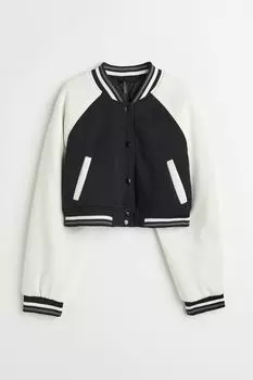 Укороченная бейсбольная толстовка H&amp;M, черные/цветные блоки