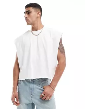 Укороченная белая укороченная футболка без рукавов ASOS DESIGN с необработанной отделкой