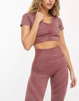 Укороченная бесшовная футболка HIIT из жаккарда из норки с изображением животных