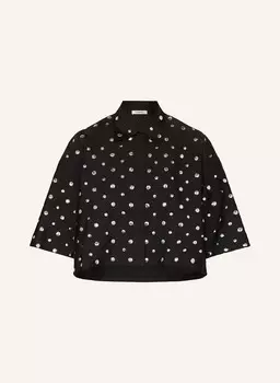 Укороченная блуза-рубашка с заклепками и рукавами 3/4. Sandro, черный