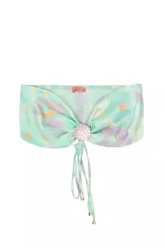 Укороченная блузка-бюстье с аксессуарами мятного цвета QUZU