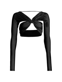 Укороченная блузка Coperni с перекрученным вырезом, чёрный