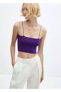 Укороченная блузка из трикотажа Mango, фиолетовый