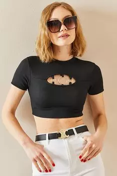 Укороченная блузка на бретельках с черным кольцом 3YXK2-47297-02 XHAN