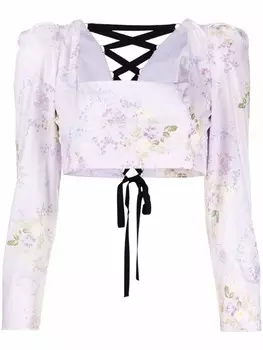 Укороченная блузка с цветочным принтом Ulyana Sergeenko, розовый