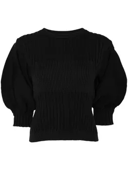 Укороченная блузка с короткими рукавами-фонариками CFCL, черный