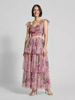 Укороченная блузка с оборками LACE & BEADS, розовый