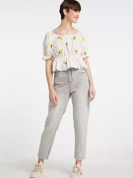 Укороченная блузка с вышивкой Mymo, белый