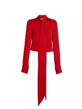 Укороченная блузка с завязками на воротнике Stella Mccartney, красный