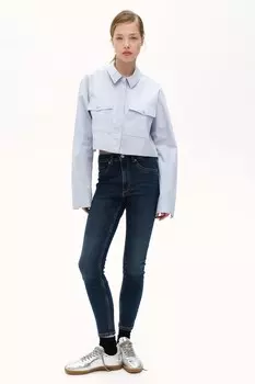 Укороченная блузка в стиле карго H&M, голубой