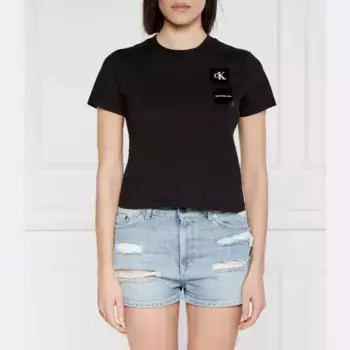 Укороченная детская футболка Calvin Klein, черный
