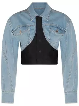 Укороченная джинсовая куртка Mugler, синий