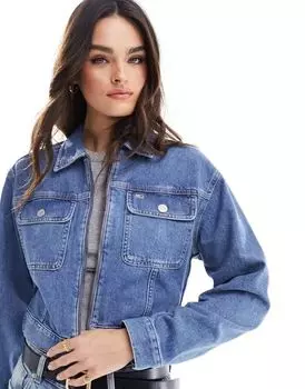 Укороченная джинсовая куртка на молнии Tommy Jeans Clare средней стирки