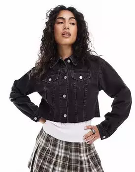 Укороченная джинсовая куртка New Look черного цвета