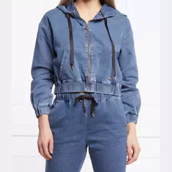 Укороченная джинсовая куртка открытого кроя Liu Jo, синий