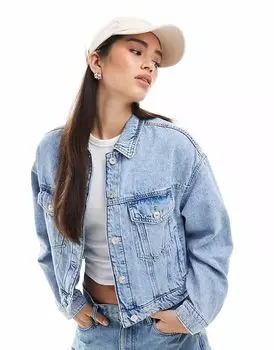 Укороченная джинсовая куртка Pimkie из светло-голубого денима