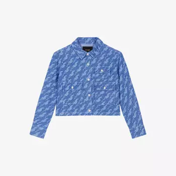 Укороченная джинсовая куртка с мотивом дракона Maje, цвет bleus