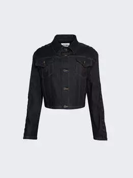 Укороченная джинсовая куртка свободного покроя с цветами Jean Paul Gaultier, индиго