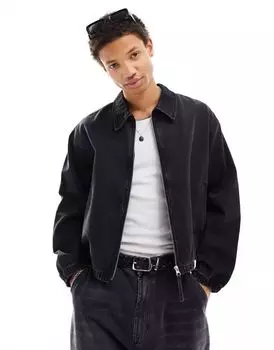 Укороченная джинсовая куртка в стиле Харрингтон ASOS