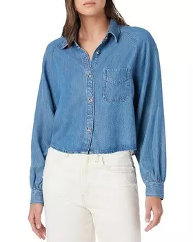 Укороченная джинсовая рубашка на пуговицах Hudson спереди, синий