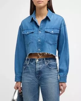 Укороченная джинсовая рубашка Nashboro MOUSSY VINTAGE, цвет Blu