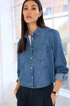 Укороченная джинсовая рубашка Next, синий