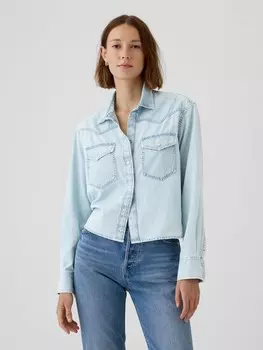 Укороченная джинсовая рубашка в стиле вестерн Gap, синий