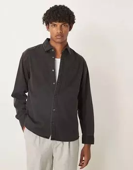 Укороченная джинсовая рубашка в стиле вестерн с длинными рукавами черного цвета Abercrombie & Fitch