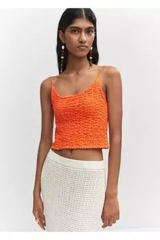 Укороченная фактурная блузка Mango, оранжевый